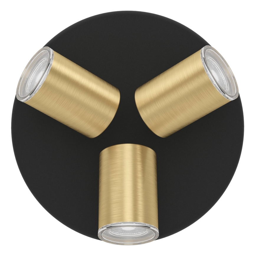 Eglo - Φωτιστικό σποτ για μπάνιο 3xGU10/5W/230V, Ø 25 εκ., IP44, μαύρο/χρυσό