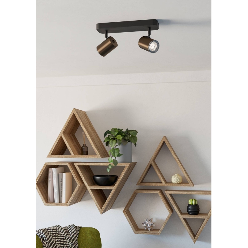 Eglo - Σποτ μπάνιου 2xGU10/5W/230V IP44 μαύρο/καφέ