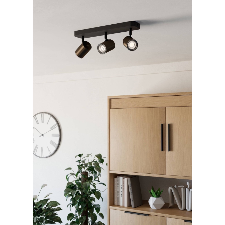 Eglo - Φωτιστικό σποτ για μπάνιο 3xGU10/5W/230V IP44 μαύρο/καφέ