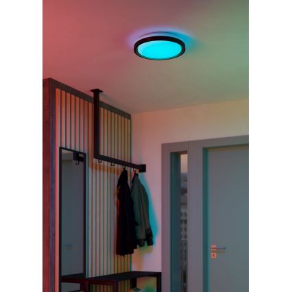 Eglo 300684 - LED RGBW Ρυθμιζόμενο φωτιστικό οροφής MALERAMARA-Z LED/14W/230V 2700-6500K Ø 35,7 cm μαύρο/χρυσό + τηλεχειριστήριο