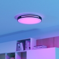 Eglo 300687 - Ρυθμιζόμενο φωτιστικό οροφής LED RGBW MONTEGRANARO-Z LED/18,5W/230V 2700-6500K διάμ. 39,4 cm μαύρο + τηλεχειριστήριο