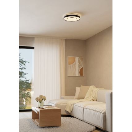 Eglo 300688 - LED RGBW ρυθμιζόμενο φωτιστικό οροφής MONTERIGGIONI-Z LED/18,5W/230V 2700-6500K Ø 38,4 cm μαύρο + τηλεχειριστήριο