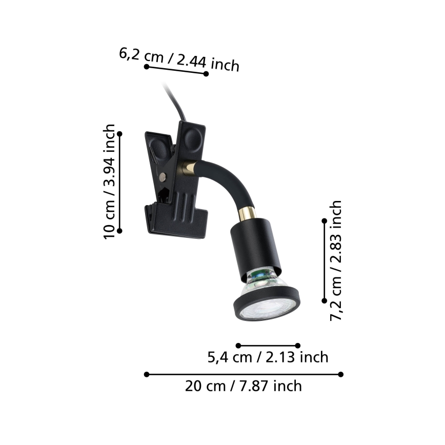 Eglo - LED λάμπα με κλιπ 1xGU10/4,5W/230V μαύρη