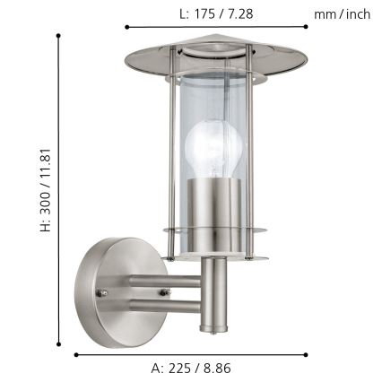 Eglo - Λάμπα εξωτερικού χώρου 1xE27/60W/230V IP44