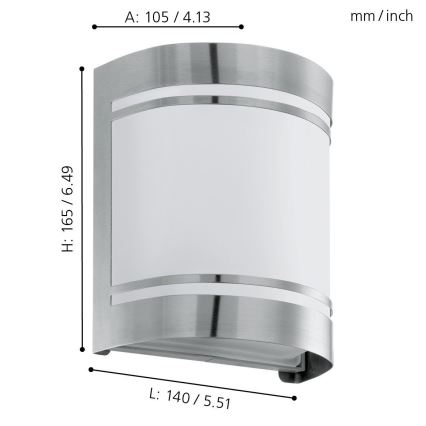 EGLO - Φως τοίχου εξωτερικού χώρου 1xE27/40W IP44