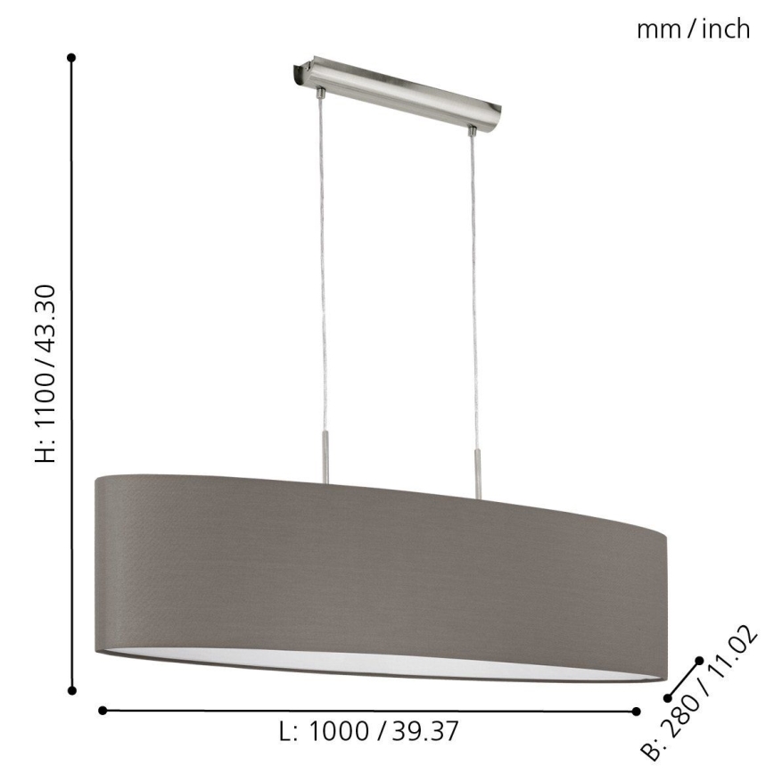 Eglo 31587 - Φωτιστικό οροφής με καλώδιο PASTERI 2xE27/60W/230V