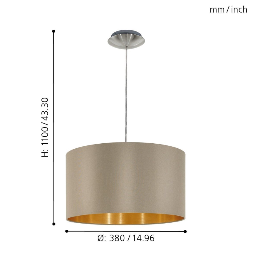 Eglo - Κρεμαστό φωτιστικό οροφής 1xE27/60W/230V taupe