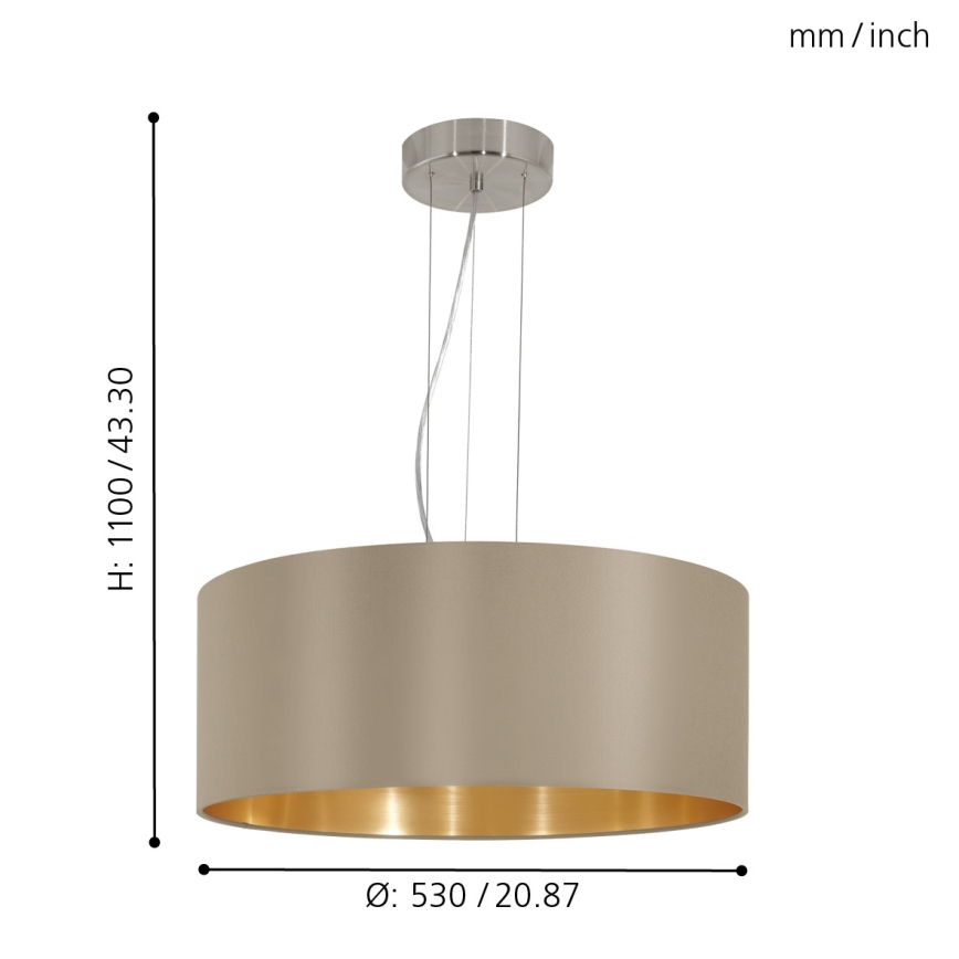 Eglo - Φωτιστικό οροφής με καλώδιο 3xE27/60W/230V