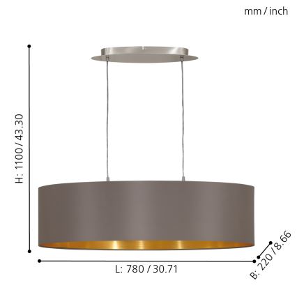 Eglo - Φωτιστικό οροφής με καλώδιο 2xE27/60W/230V