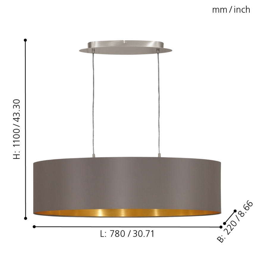 Eglo - Φωτιστικό οροφής με καλώδιο 2xE27/60W/230V
