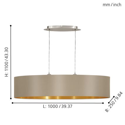 Eglo - Πολύφωτο σε σχοινί 2xE27/60W/230V