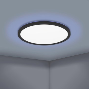 Eglo 31704 - LED RGBW Ρυθμιζόμενο φωτιστικό οροφής ROVITO-Z 1xLED/16,5W/230V 2700-6500K Ø 42 εκ. μαύρο + τηλεχειριστήριο