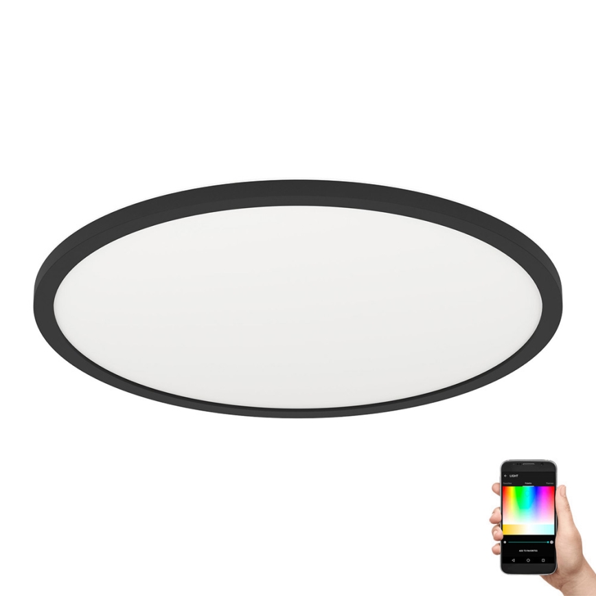 Eglo 31704 - LED RGBW Ρυθμιζόμενο φωτιστικό οροφής ROVITO-Z 1xLED/16,5W/230V 2700-6500K διάμ. 42 εκ. μαύρο + τηλεχειριστήριο