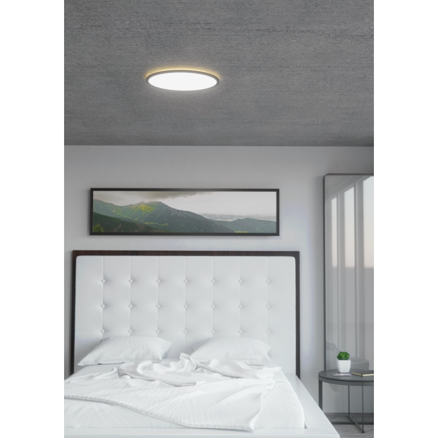 Eglo 31704 - LED RGBW Ρυθμιζόμενο φωτιστικό οροφής ROVITO-Z 1xLED/16,5W/230V 2700-6500K διάμ. 42 εκ. μαύρο + τηλεχειριστήριο