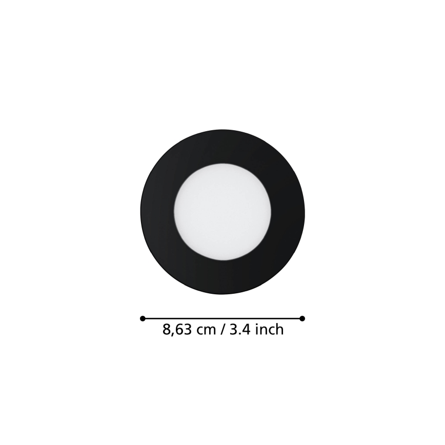 Eglo 31743 - ΣΕΤ 3x ρυθμιζόμενα εντοιχισμένα φωτιστικά οροφής για μπάνιο FUEVA-Z LED/2,8W/230V 2700-6500 IP44 μαύρα διάμ. 8,5 cm