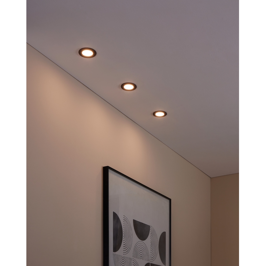 Eglo 31743 - ΣΕΤ 3x LED Dimmable χωνευτό φωτιστικό μπάνιου FUEVA-Z 1xLED/2,8W/230V 2700-6500 IP44 μαύρο