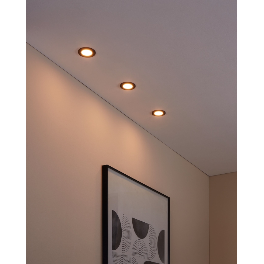 Eglo 31743 - ΣΕΤ 3x LED Dimmable χωνευτό φωτιστικό μπάνιου FUEVA-Z 1xLED/2,8W/230V 2700-6500 IP44 μαύρο