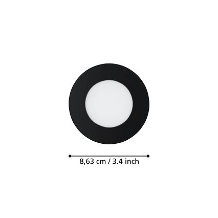 Eglo 31743 - ΣΕΤ 3x LED Dimmable χωνευτό φωτιστικό μπάνιου FUEVA-Z 1xLED/2,8W/230V 2700-6500 IP44 μαύρο
