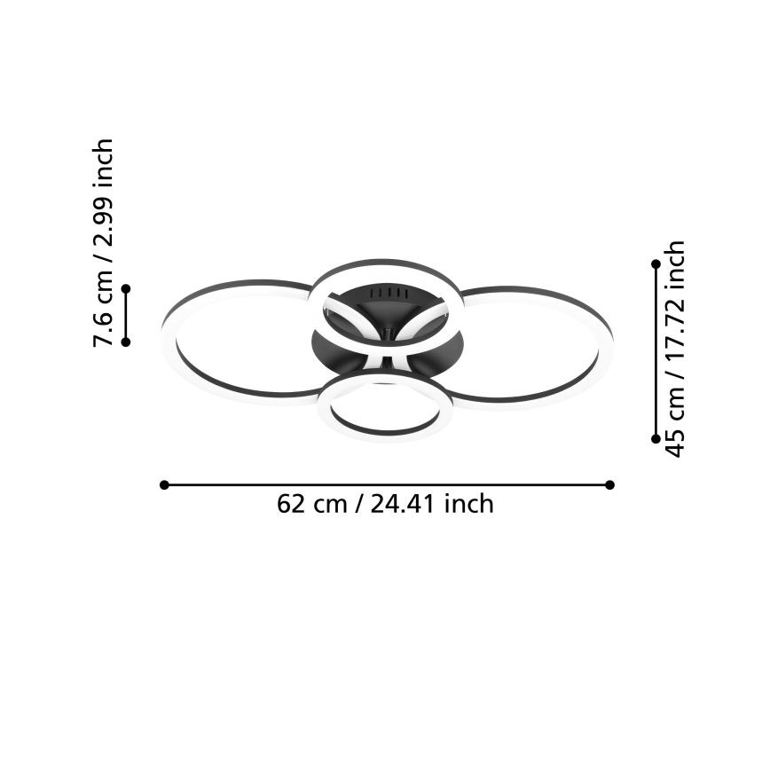 Eglo 31769 - LED Dimmable φωτιστικό οροφής PARRAPOS-Z LED/41W/230V 3000-6500K μαύρο