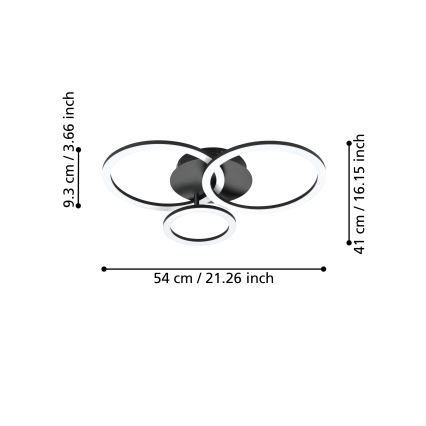 Eglo 31771 - LED Dimmable φωτιστικό οροφής PARRAPOS-Z LED/33W/230V 3000-6500K μαύρο