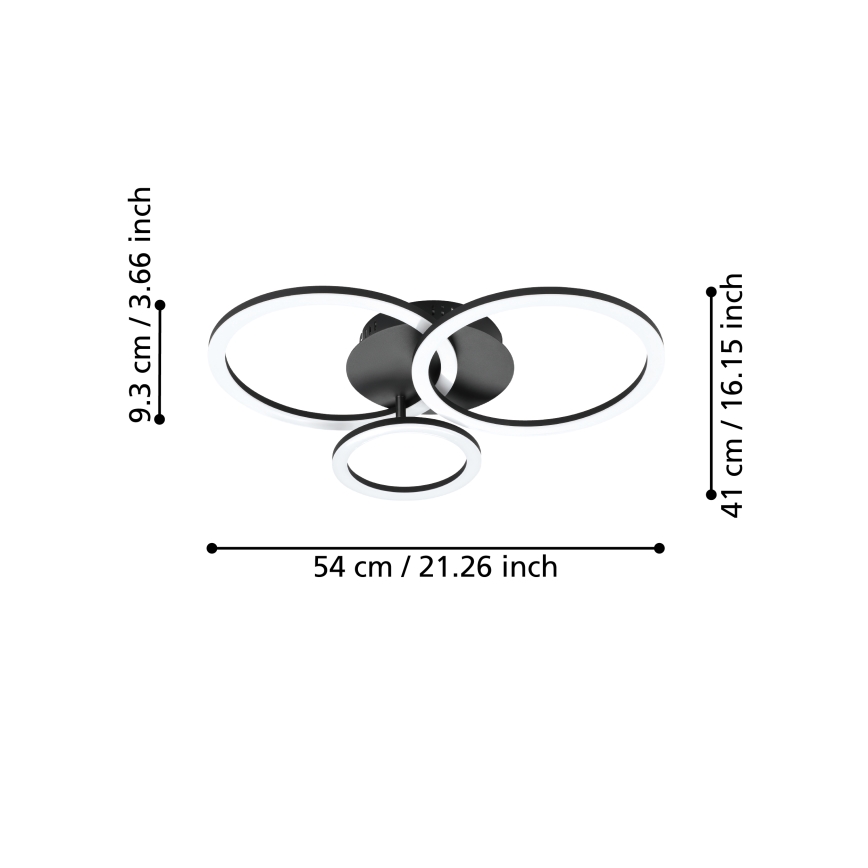Eglo 31771 - LED Dimmable φωτιστικό οροφής PARRAPOS-Z LED/33W/230V 3000-6500K μαύρο