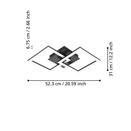 Eglo 31774 - LED Dimmable φωτιστικό οροφής PARANDAY-Z LED/21,5W/230V 3000-6500K μαύρο
