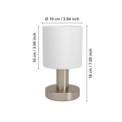 Eglo - Επιτραπέζιο φωτιστικό 1xE14/40W/230V λευκό/ματ χρώμιο