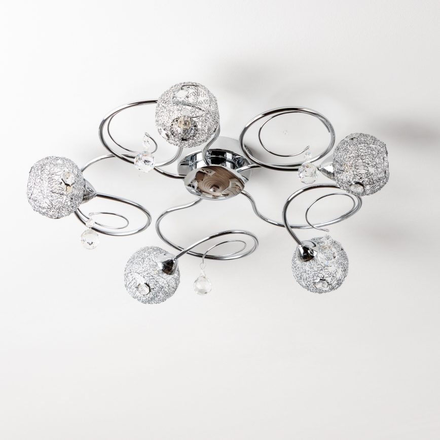 Eglo 32103 - LED πολυέλαιος VELAGO επιφανειακής τοποθέτησης, 5xG9/33W/230V, γυαλιστερό χρώμιο
