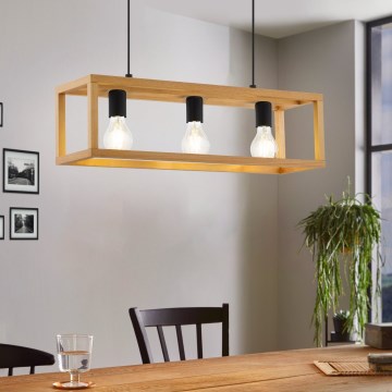 Eglo 32144 - Κρεμαστό φωτιστικό με καλώδιο BLACKCROWN 3xE27/40W/230V καφέ