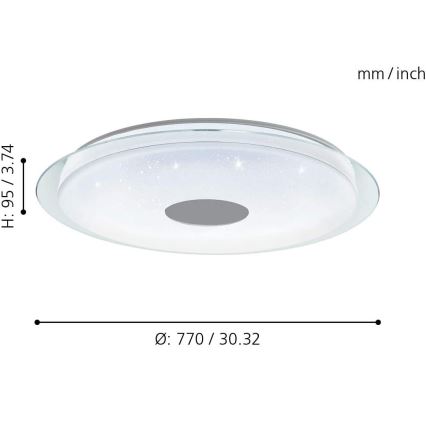 Eglo 32344 - Ρυθμιζόμενο φωτιστικό οροφής LED RGBW LANCIANO-C LED/53W/230V 2700-6500K + τηλεχειριστήριο