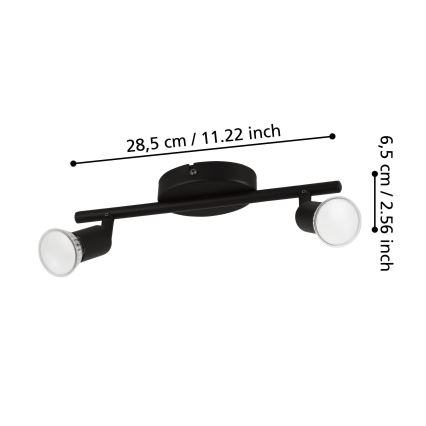 Eglo - LED Σποτ 2xGU10/2,8W/230V 3000K μαύρο