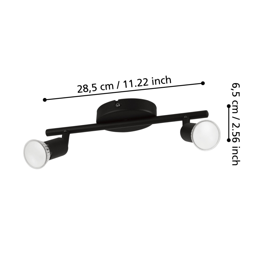 Eglo - LED Σποτ 2xGU10/2,8W/230V 3000K μαύρο