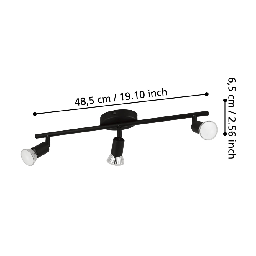 Eglo - LED Σποτ 3xGU10/2,8W/230V 3000K μαύρο