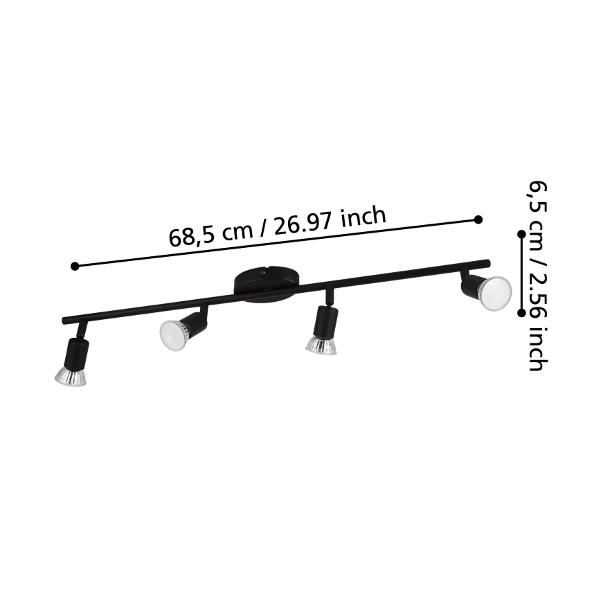 Eglo - LED Σποτ 4xGU10/2,8W/230V 3000K μαύρο