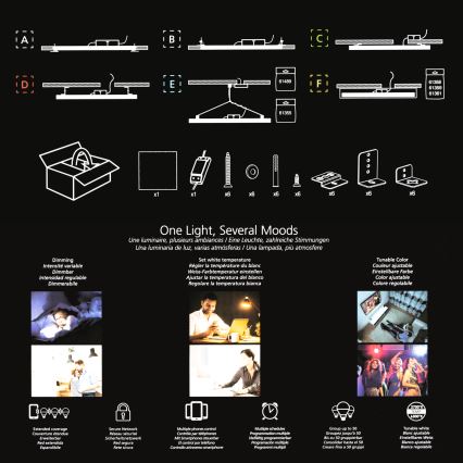 Eglo 32734 - LED RGBW Ρυθμιζόμενο επιφανειακό φωτιστικό 2 σε 1 SALOBRENA-C LED/34W/230V λευκό + τηλεχειριστήριο