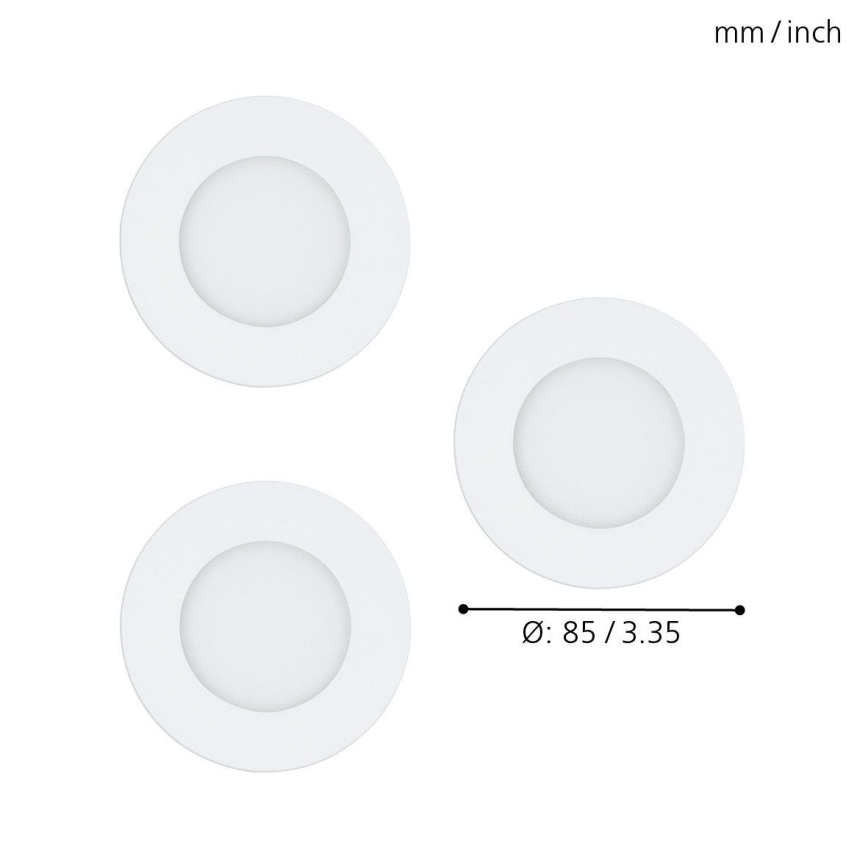 Eglo - Σετ 3 τεμ. LED RGB ρυθμιζόμενο χωνευτό φωτιστικό οροφής FUEVA-C LED/3W/230V Ø 8,5 cm