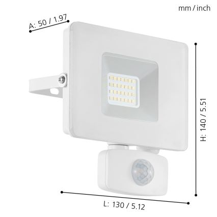 Eglo - Προβολέας LED με αισθητήρα LED/20W/230V IP44