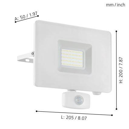 Eglo - Προβολέας LED με αισθητήρα LED/50W/230V IP44