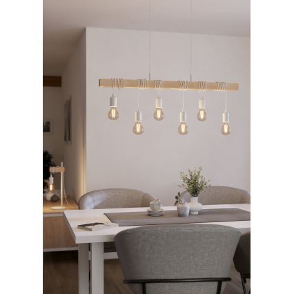 Eglo - Πολύφωτο σε σχοινί TOWNSHEND 6xE27/60W/230V
