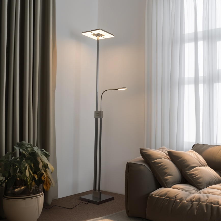 Eglo 33182 - Φωτιστικό δαπέδου LED Dimmable SOLANO 1xLED/26W/230V +1xLED/3,2W 3000K ματ χρώμιο