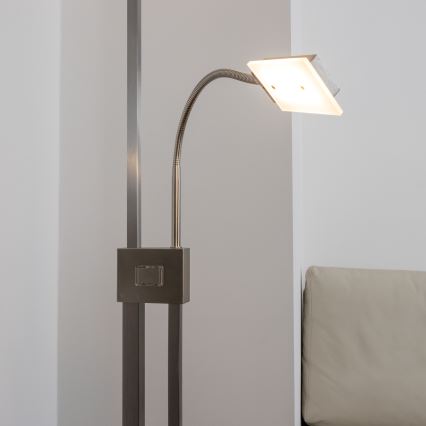 Eglo 33182 - Φωτιστικό δαπέδου LED Dimmable SOLANO 1xLED/26W/230V +1xLED/3,2W 3000K ματ χρώμιο