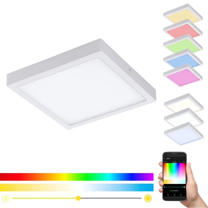 Eglo 33209 - LED RGBW Ρυθμιζόμενο φωτιστικό οροφής FUEVA-C LED/21W/230V 2700-6500K 30x30 cm λευκό