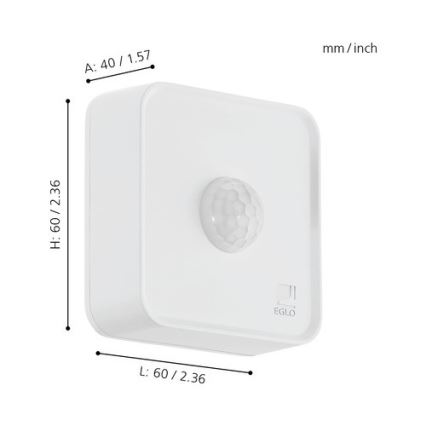 Eglo 33236 - Αισθητήρας κίνησης εξωτερικού χώρου CONNECT SENSOR 3xAA 12 m λευκό IP44