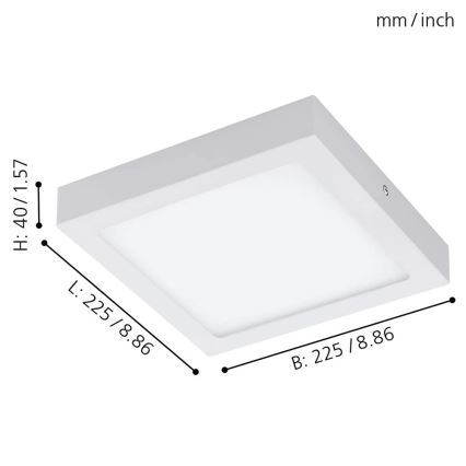 Eglo 33316 - Ρυθμιζόμενο φωτιστικό οροφής LED RGBW FUEVA-C LED/15,6W/230V 2700-6500K 22,5x22,5 cm λευκό