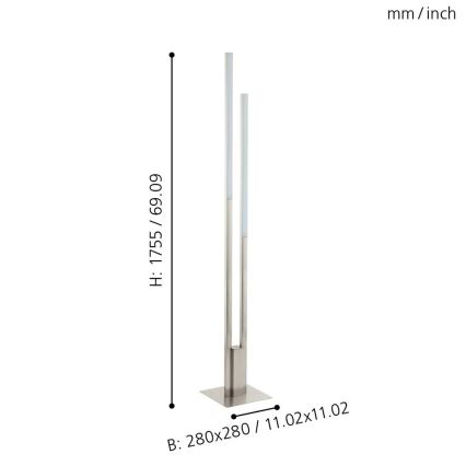 Eglo 33323 - LED RGBW Φωτιστικό δαπέδου ντιμαριζόμενο FRAIOLI-C 2xLED/17W/230V 2700-6500K ματ χρώμιο