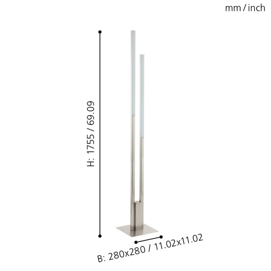 Eglo 33323 - LED RGBW Φωτιστικό δαπέδου ντιμαριζόμενο FRAIOLI-C 2xLED/17W/230V 2700-6500K ματ χρώμιο