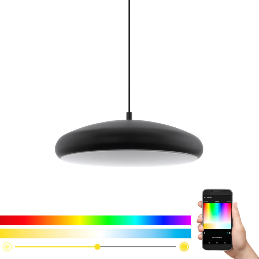 Eglo 33328 - LED RGBW Κρεμαστό φωτιστικό οροφής ντιμαριζόμενο RIODEVA-C LED/27W/230V 2700-6500K μαύρο