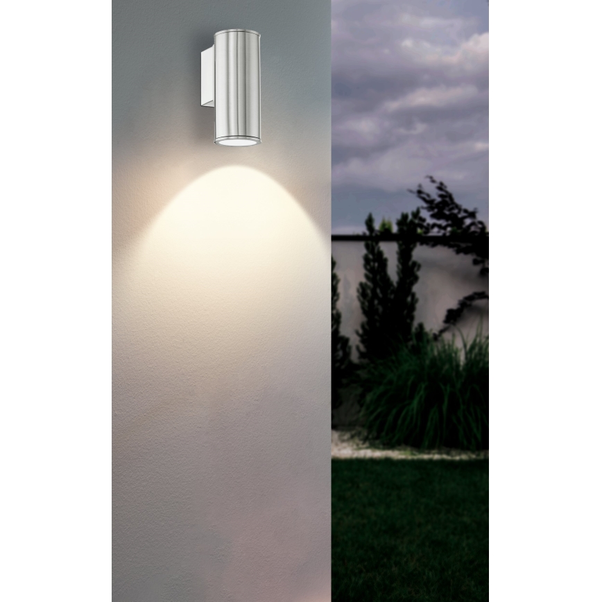Eglo 33581 - LED RGBW Ρυθμιζόμενο εξωτερικό επιτοίχιο φωτιστικό RIGA 1xGU10/5W/230V 2700-6500K IP44 ματ χρώμιο