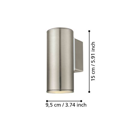 Eglo 33581 - LED RGBW Ρυθμιζόμενο εξωτερικό επιτοίχιο φωτιστικό RIGA 1xGU10/5W/230V 2700-6500K IP44 ματ χρώμιο
