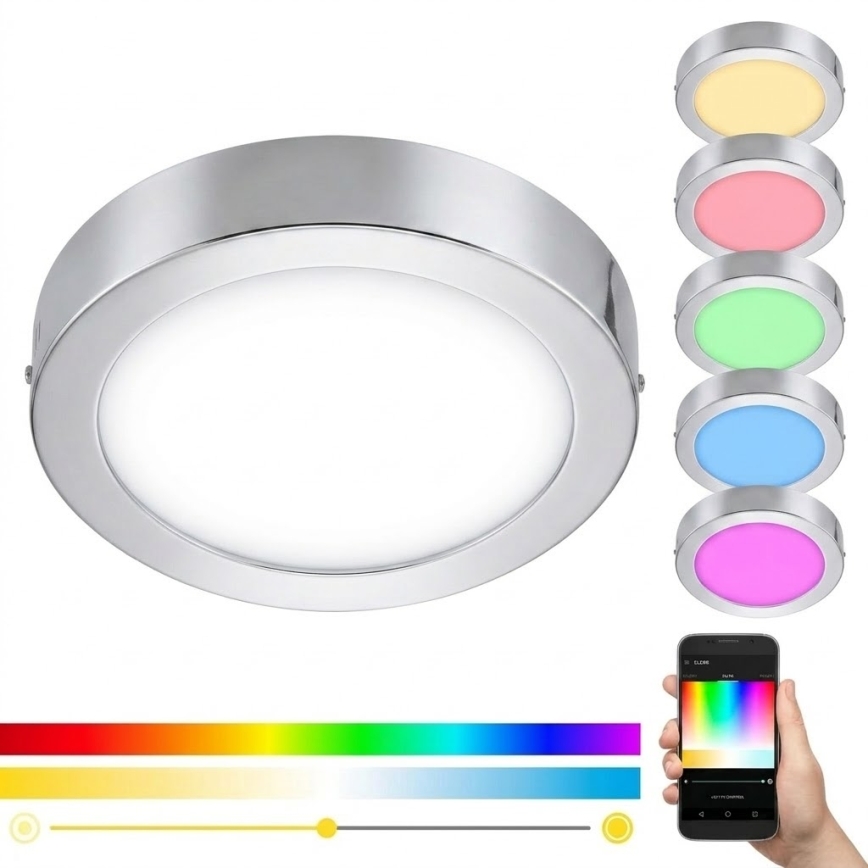 Eglo 33667 - LED RGBW Ρυθμιζόμενο φωτιστικό οροφής μπάνιου FUEVA-C LED21W/230V διάμ. 30 εκ. IP44
